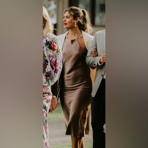 Sage Bronze Backless Brown Slip Dress